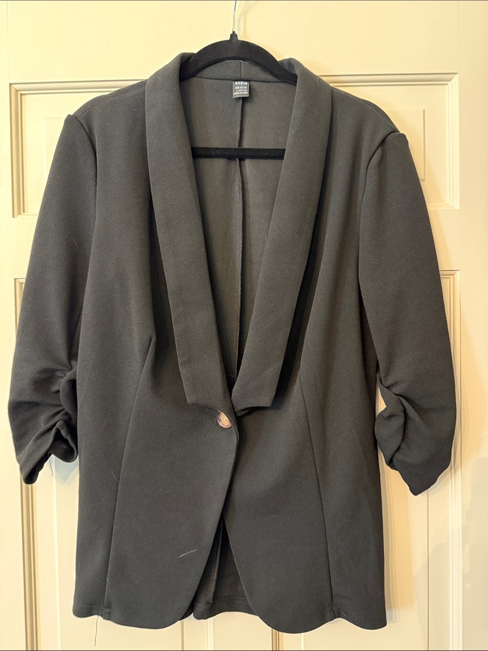 SHEIN Black Shawl-Collar Blazer Jacket